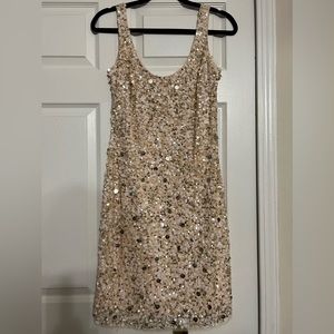 Aidan Mattox. Champagne sequin mini dress